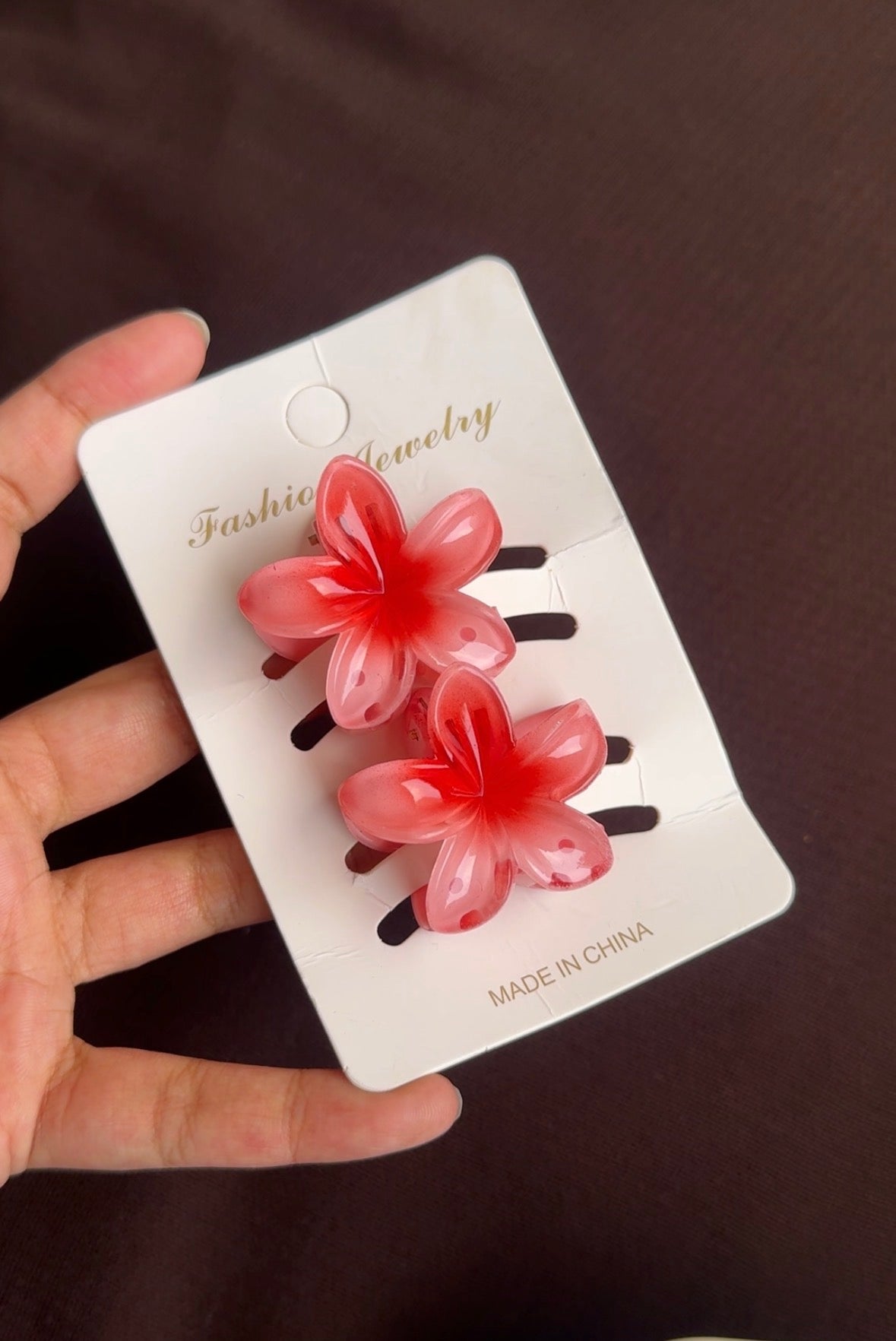 PINK AND RED SMALL FLOWER CLAW SET