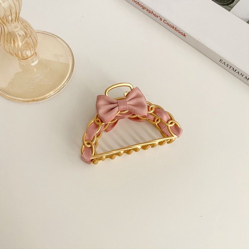 PINK RIBBON METAL CLAW CLIP