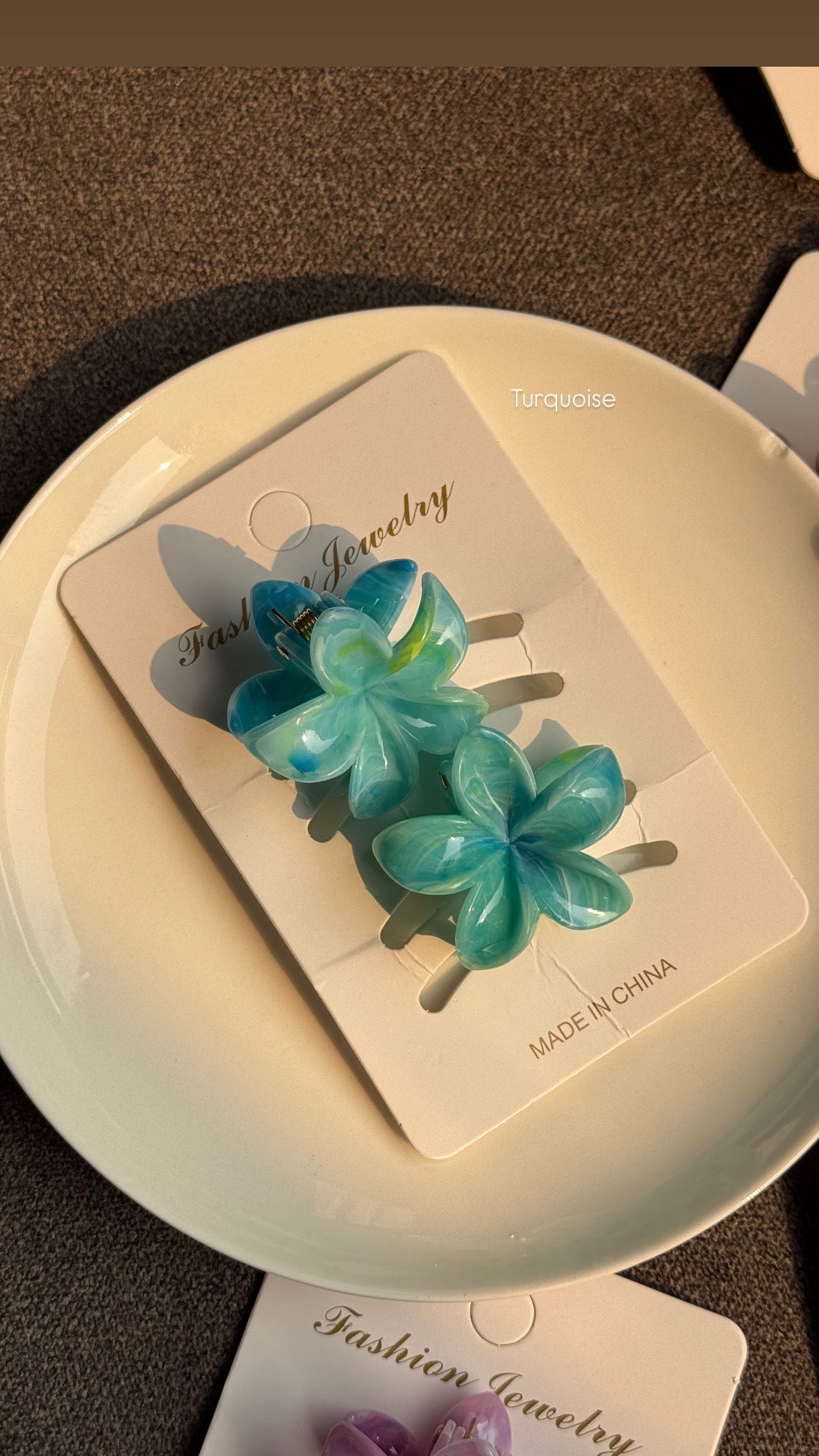 SMALL MARBLE HAIR CLAW SET