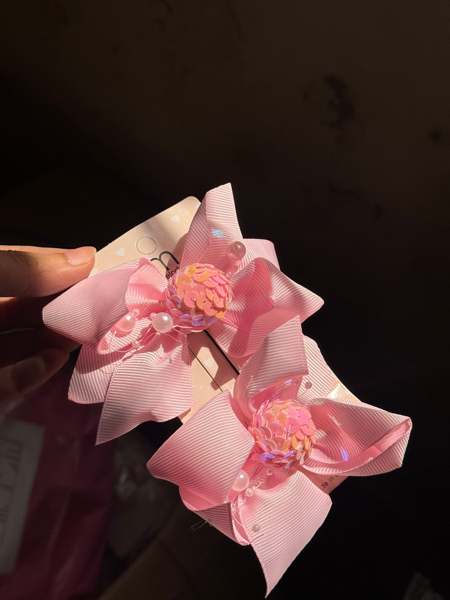 SPARKLY PINK HAIR BOW SET