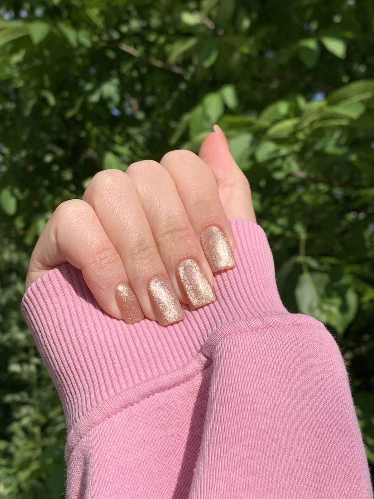 GLITTER CAT EYE SQUARE NAILS SET