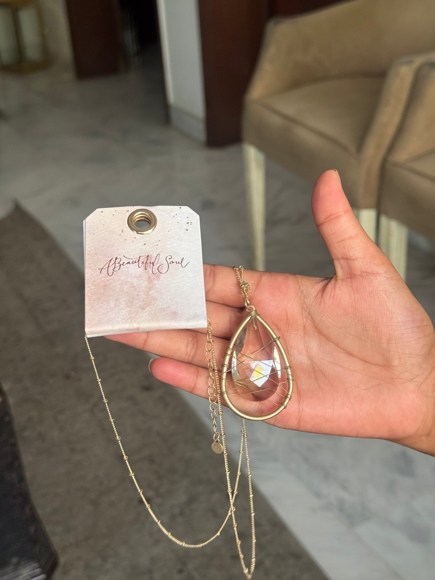 D117 DIAMOND LONG CHAIN NECKLACE BY A BEAUTIFUL SOUL