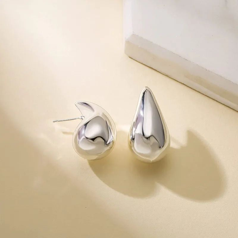 SILVER TEAR DROP EAR STUDS