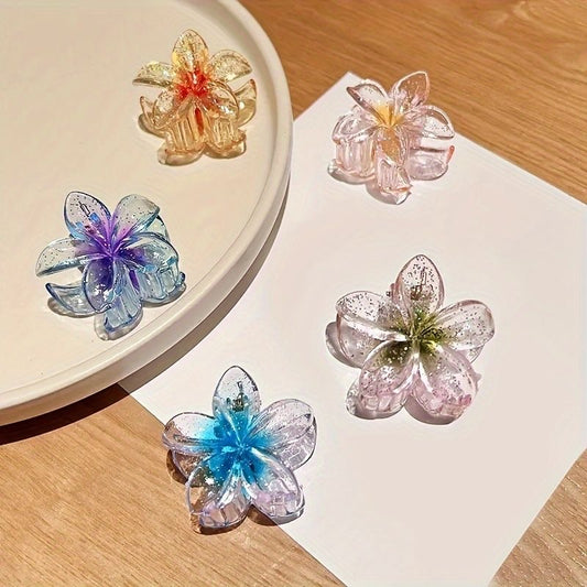 SMALL CLEAR FLOWER CLAW CLIP