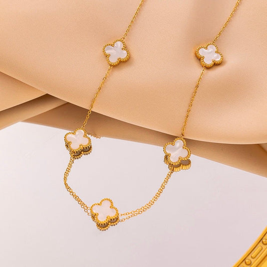 WHITE VAN CLEEF CLOVER NECKLACE