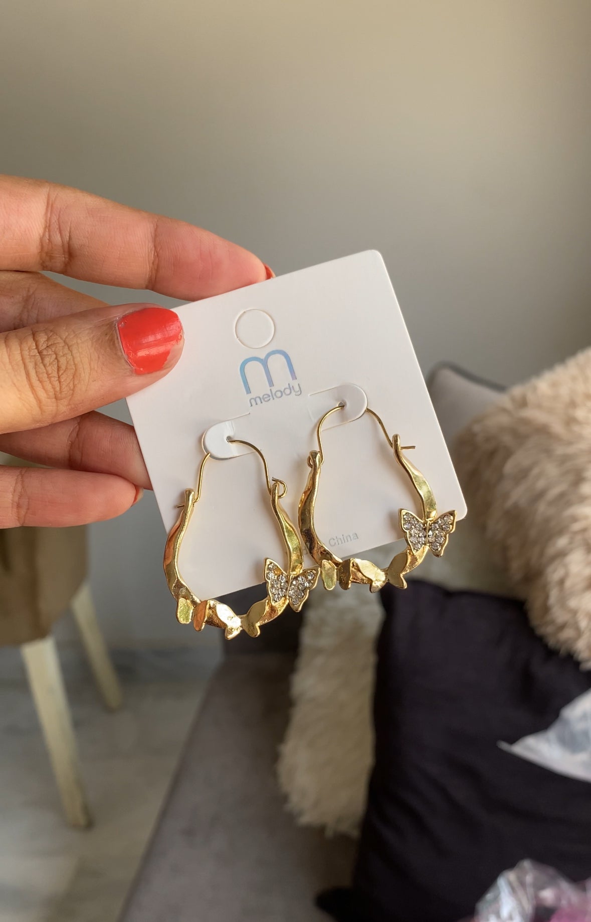 F66 MELODYS GOLDEN BUTTERFLY EARRINGS