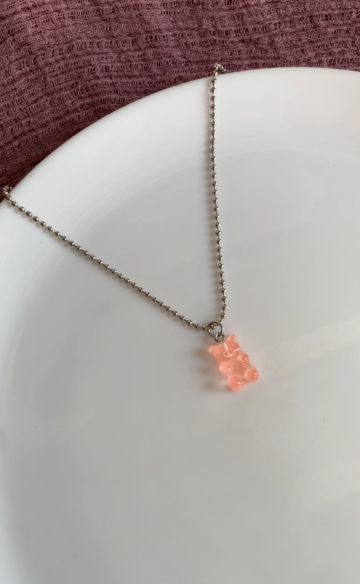 F39 PINK BEAR NECKLACE PENDANT