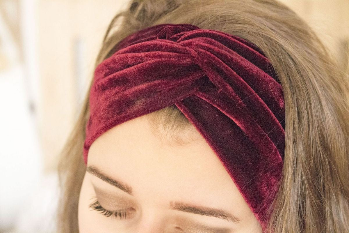 VLEVET MAROON TWISTED HEADBAND