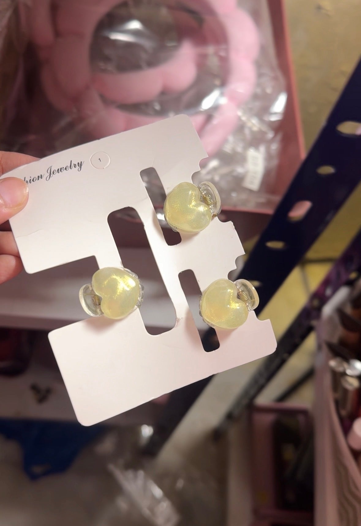 E133 YELLOW CRYSTAL HEART MINI CLIP SET