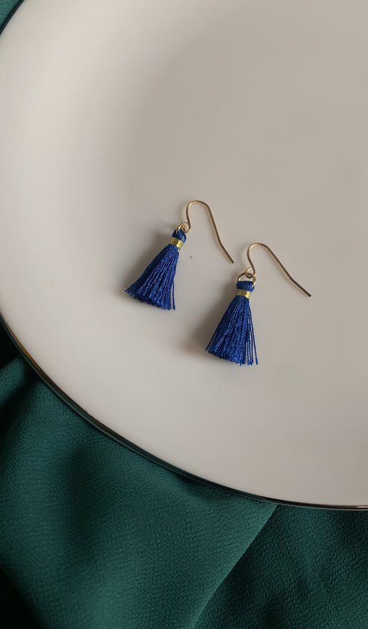 MINI BLUE TASSEL EARRINGS