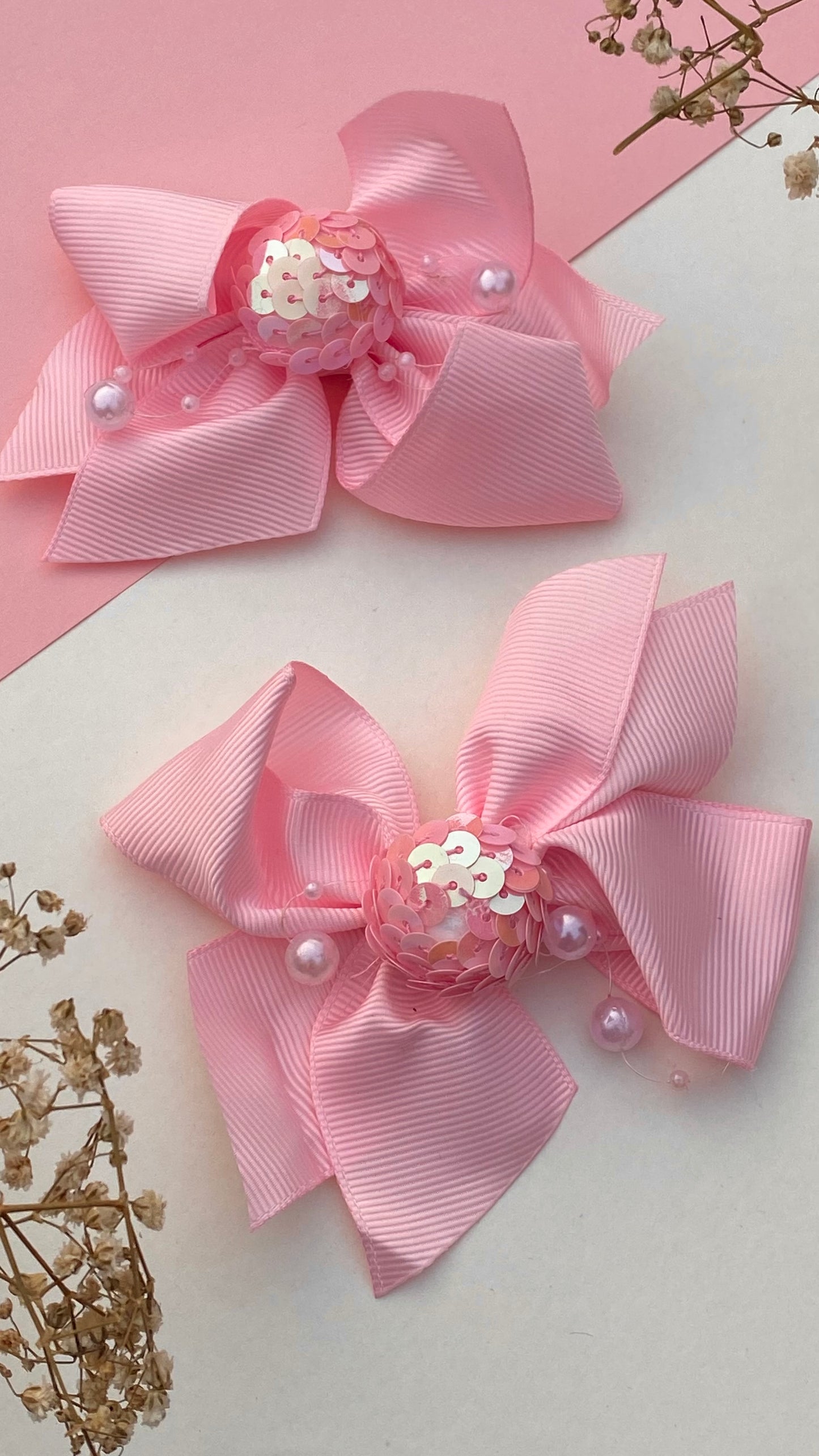 SPARKLY PINK HAIR BOW SET