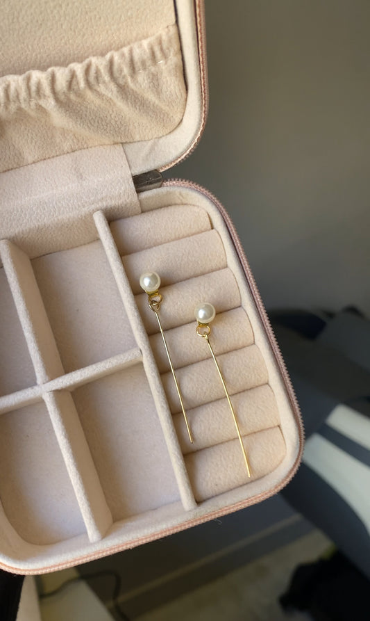 PLAIN PEARL AND GOLDEN EARRINGS