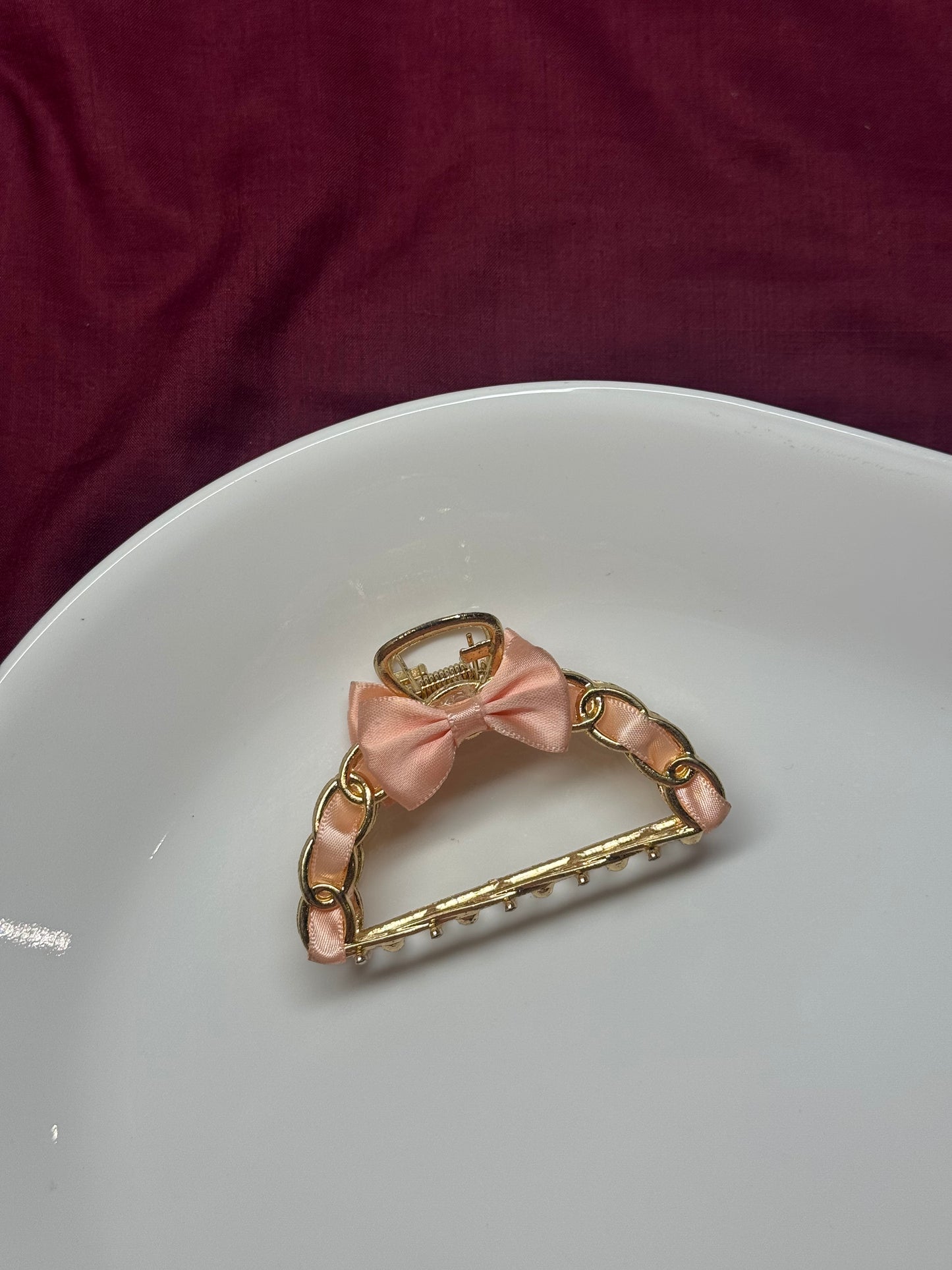 PINK RIBBON METAL CLAW CLIP