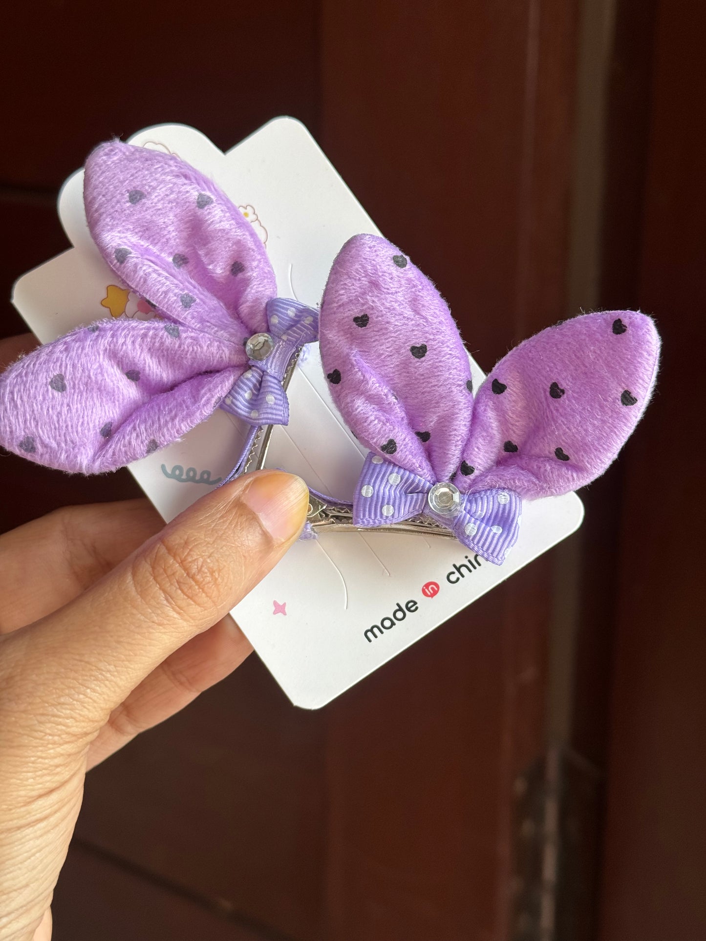 B209 BUNNY HAIR PINS PAIR