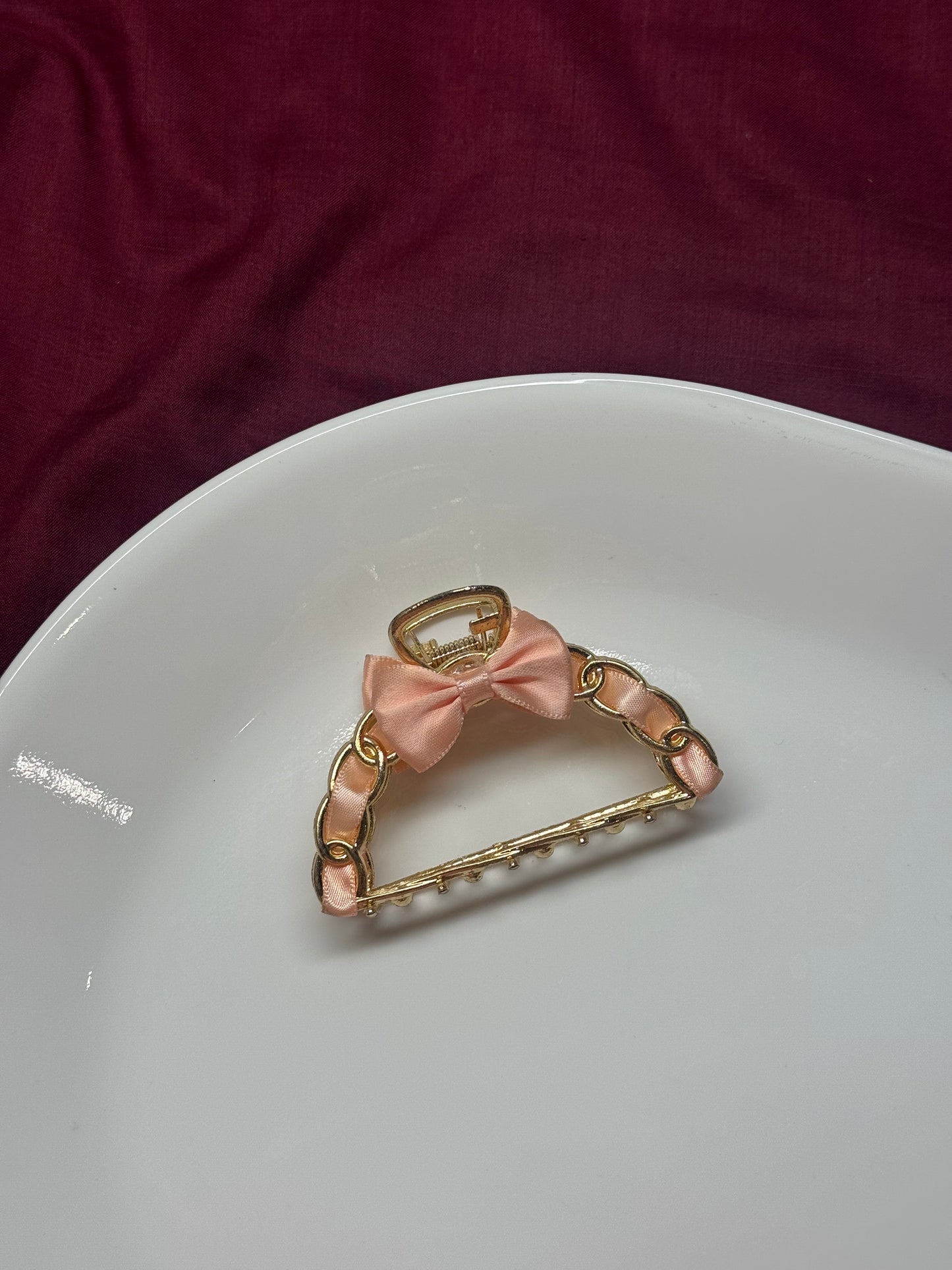 PINK RIBBON METAL CLAW CLIP
