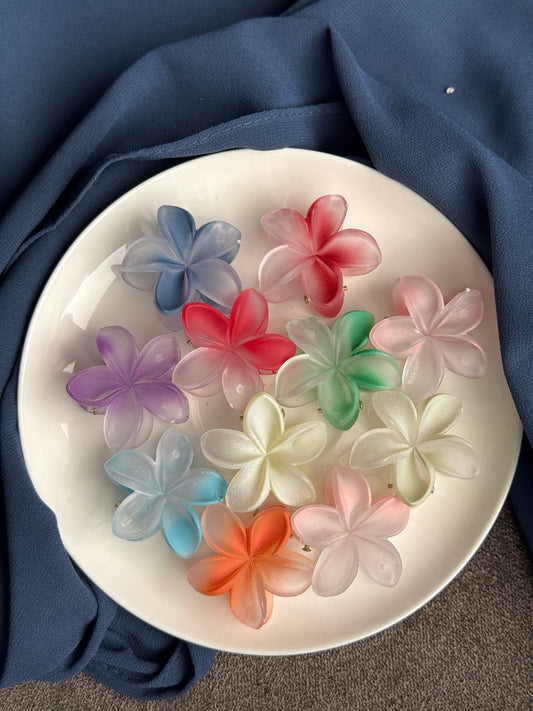 A121 CLEAR FLOWER MINI HAIR CLAWS