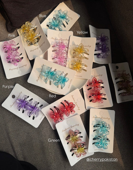 SMALL CLEAR GLITTER CLIP SET