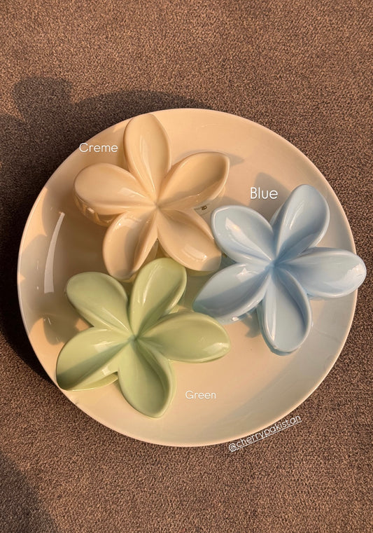 GLOSSY PLAIN FLORAL HAIR CLAWS
