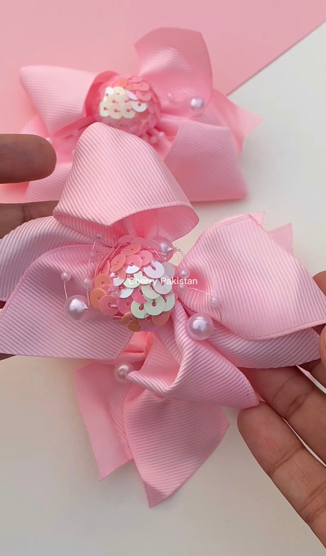 SPARKLY PINK HAIR BOW SET