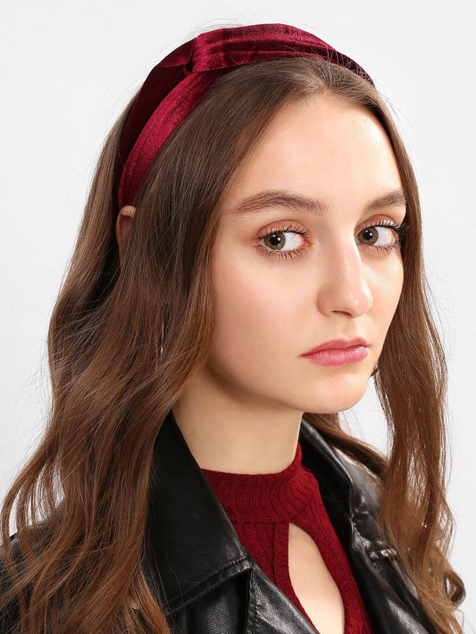 VLEVET MAROON TWISTED HEADBAND