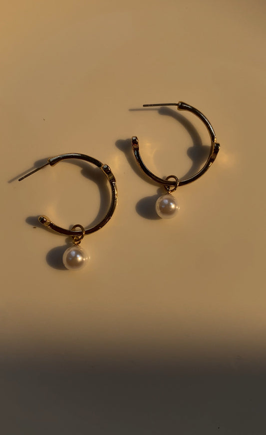 HEART AND PEARL HOOPS