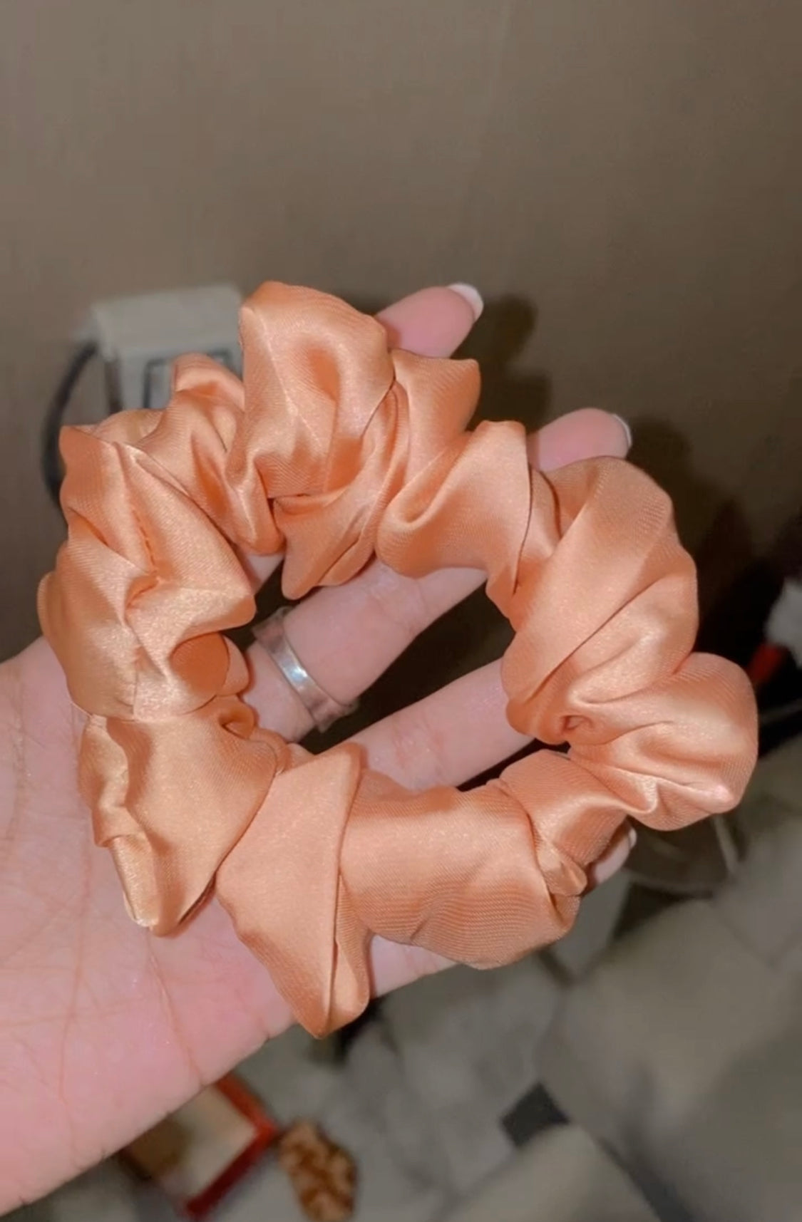 BB CORAL SILK SCRUNCHIE