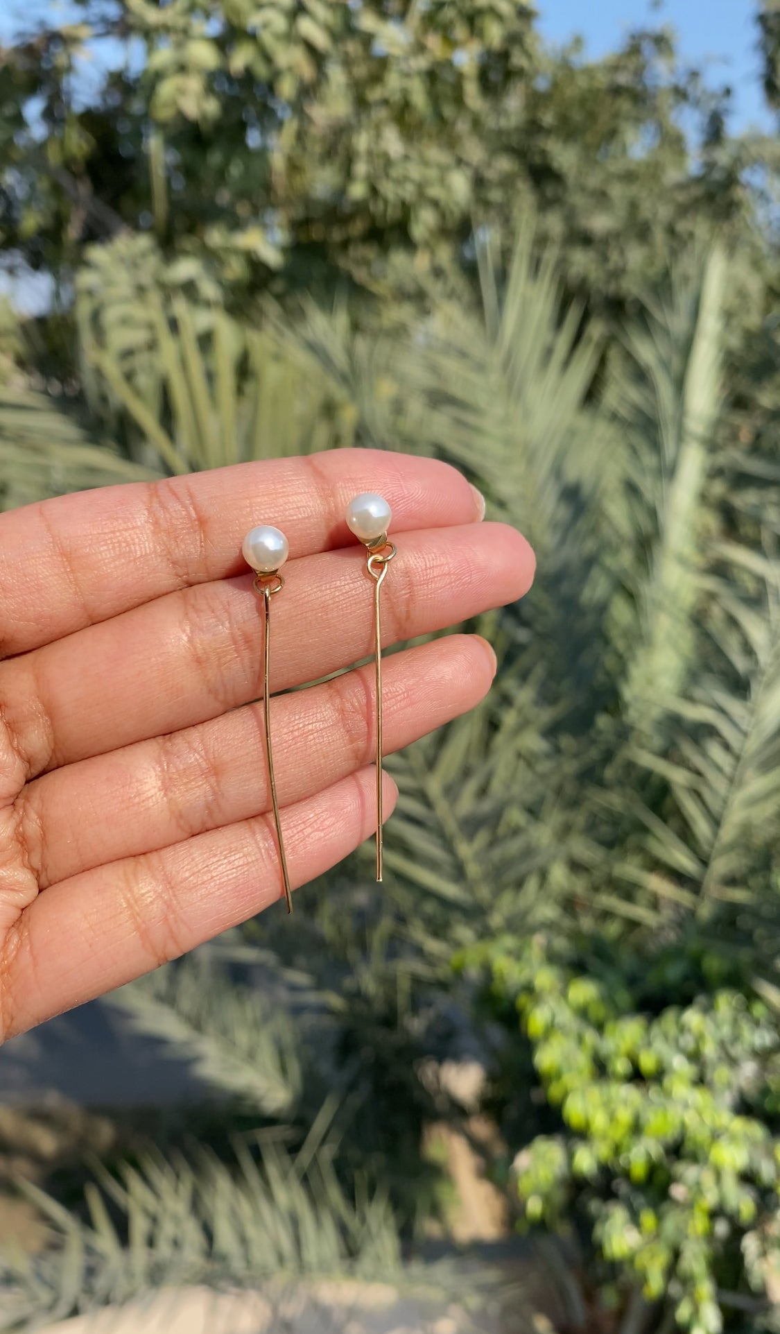 PLAIN PEARL AND GOLDEN EARRINGS