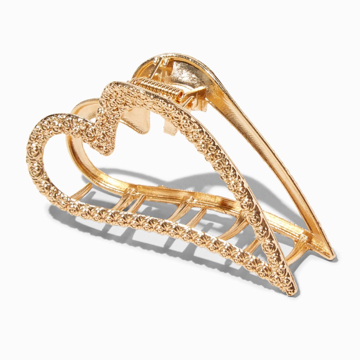 A97 GOLDEN METAL HEART HAIR CLAW