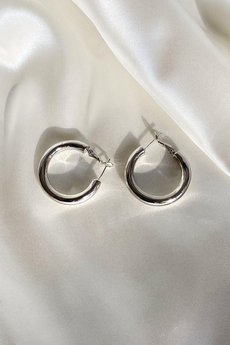 SILVER PIPE HOLLOW HOOPS CYLINDER JEWELLERY PRODUCT