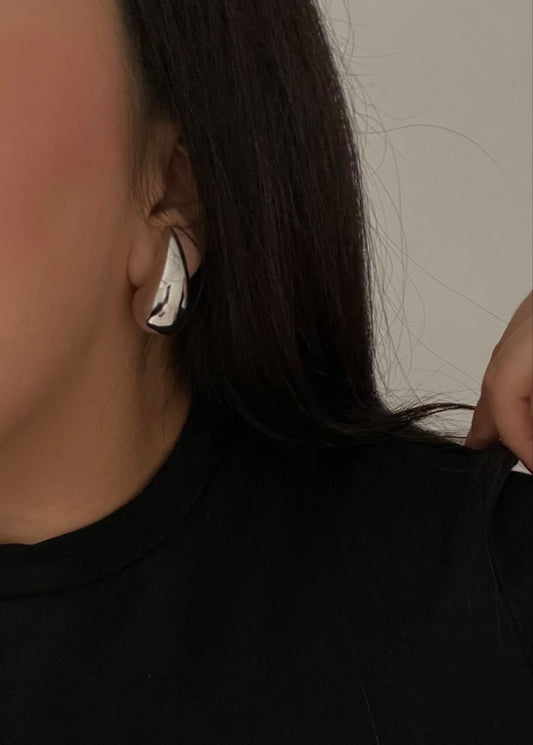SILVER TEAR DROP EAR STUDS