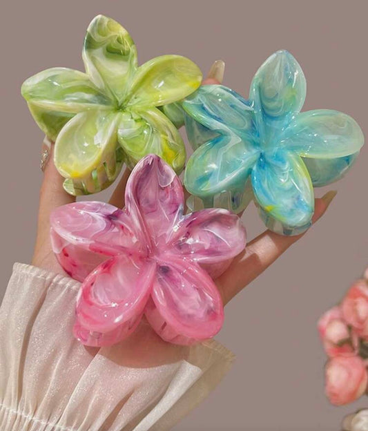 MARBLE FLOWER HAIR CLAWS
