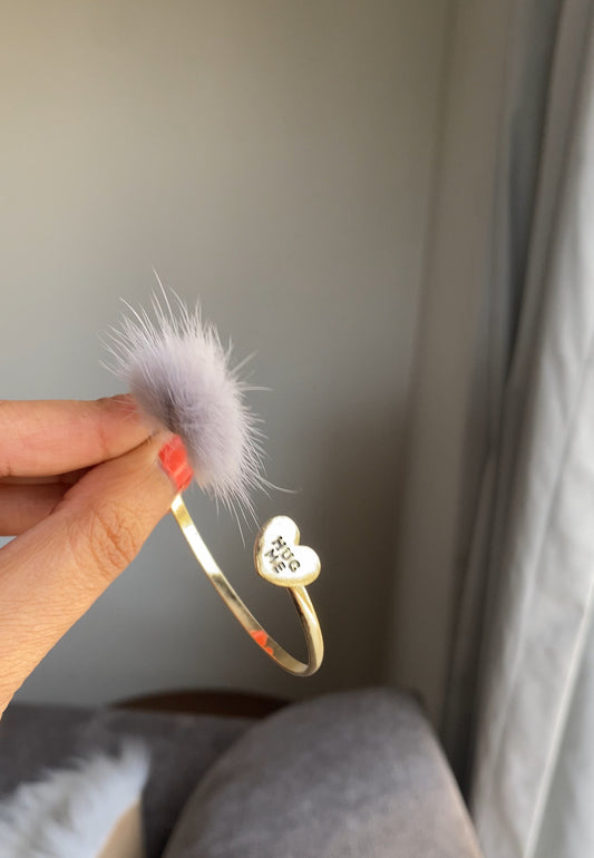 GREY FUR BANGLE