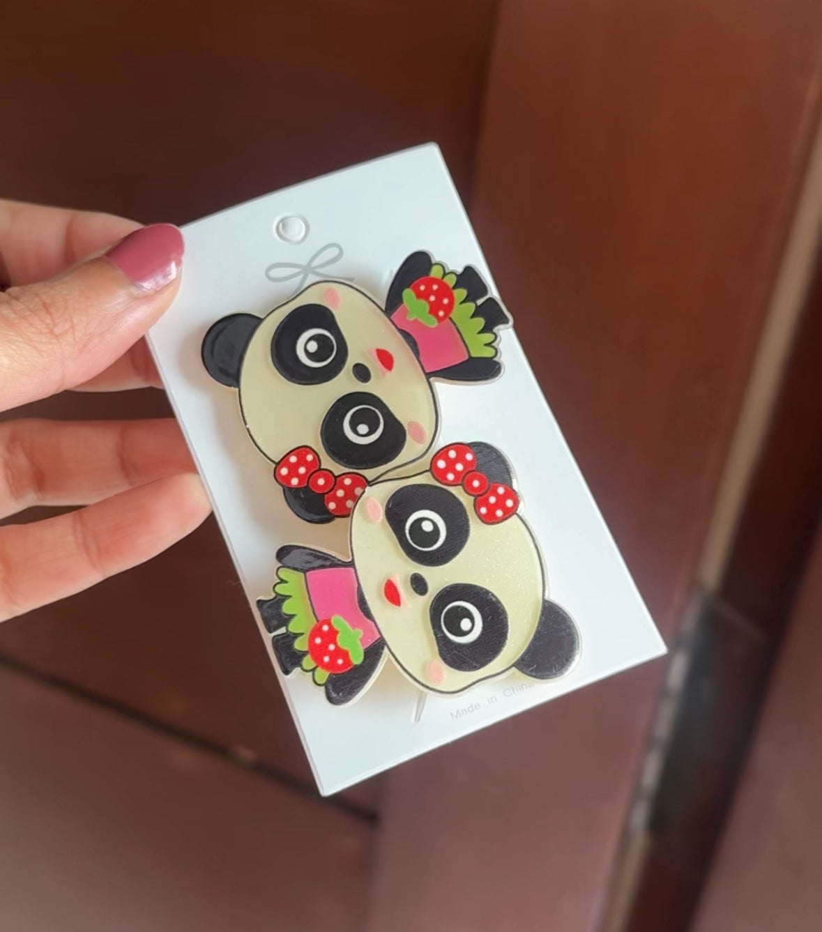 C107 PANDA HAIR PIN PAIR