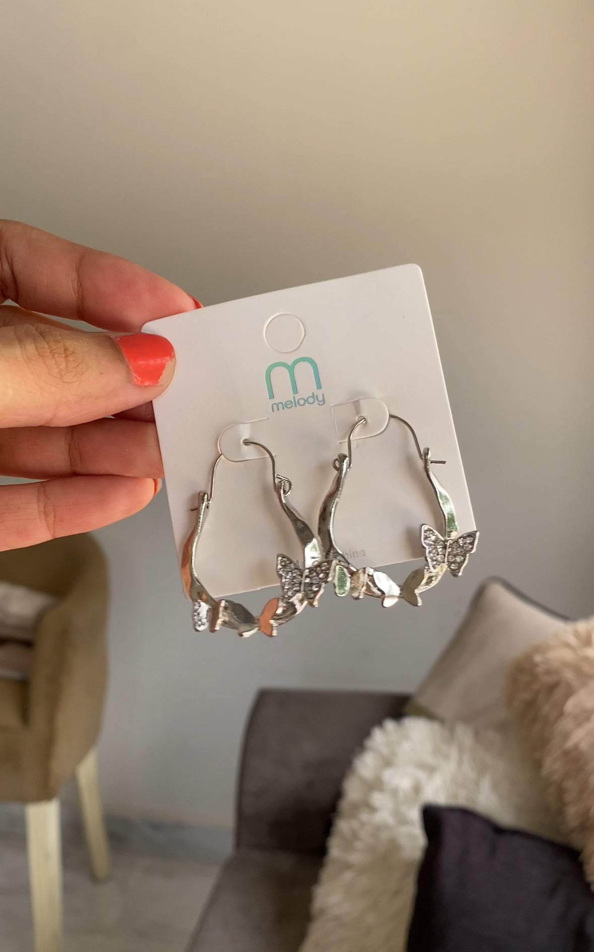 F67 MELODYS SILVER BUTTERFLY EARRINGS