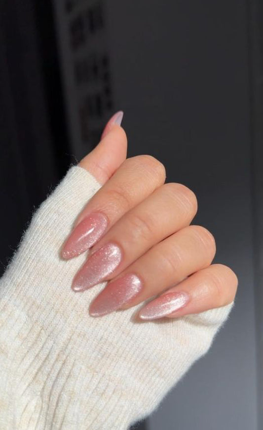 OVAL GLITTER MIRROR NAILS SET