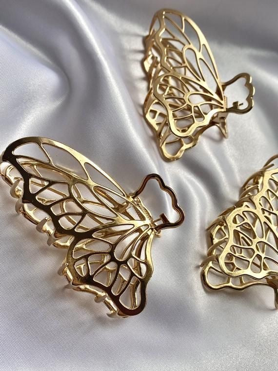 METAL GOLDEN BUTTERFLY CLAW CLIP