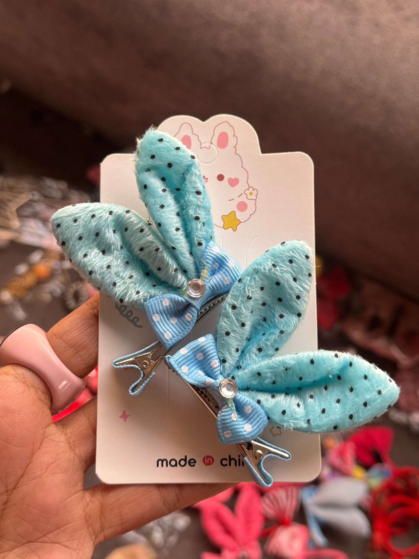 B217 BUNNY HAIR CLIPS PAIR