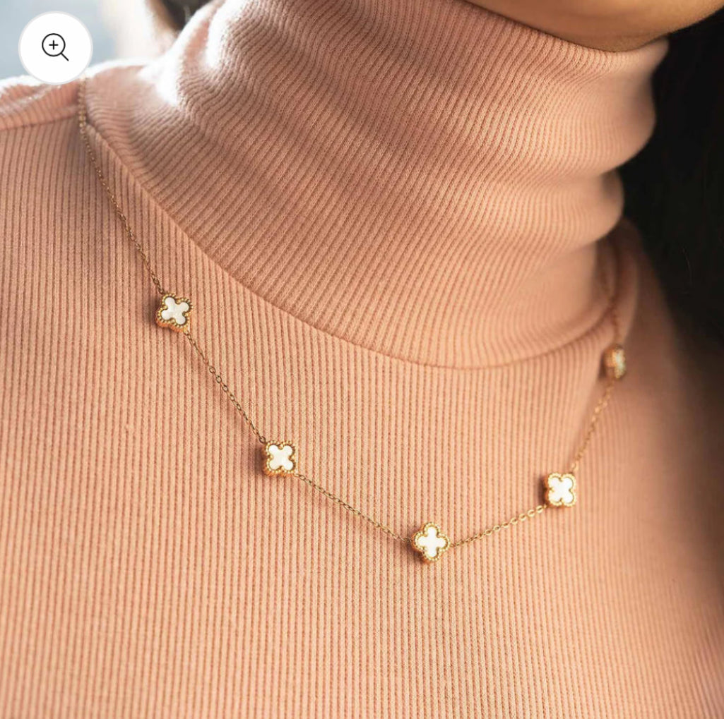 WHITE VAN CLEEF CLOVER NECKLACE