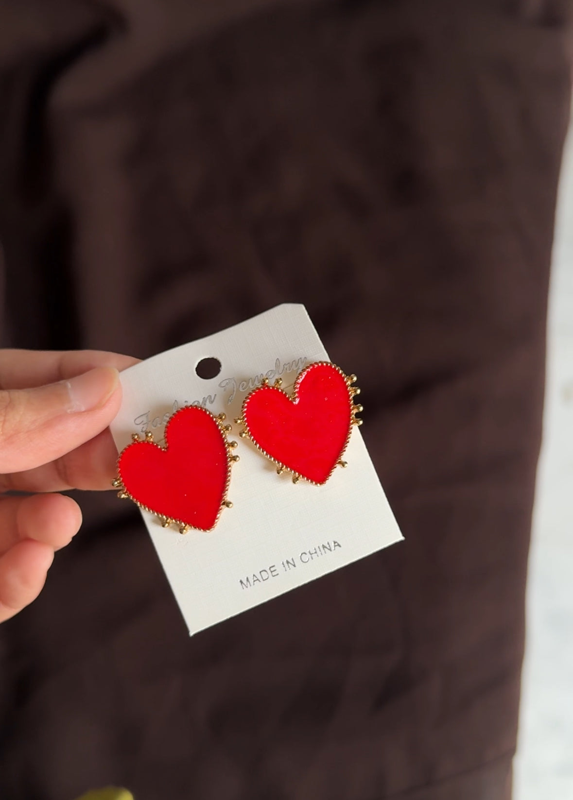 D2 RED HEART EARRINGS