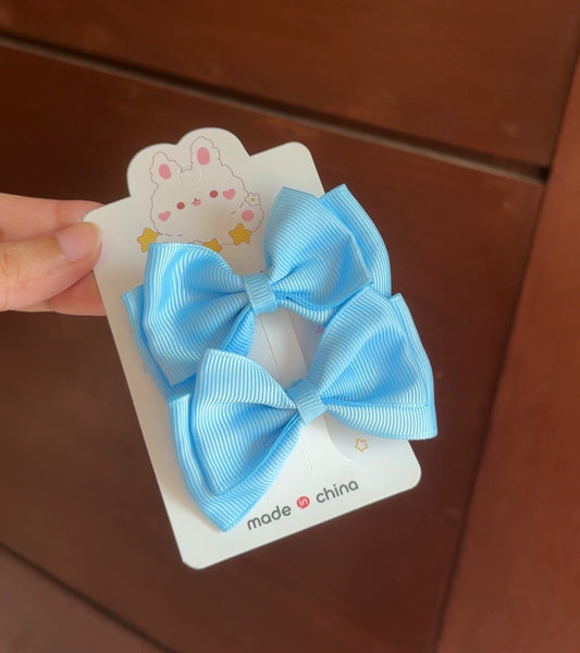 BLUE HAIR BOW PAIR