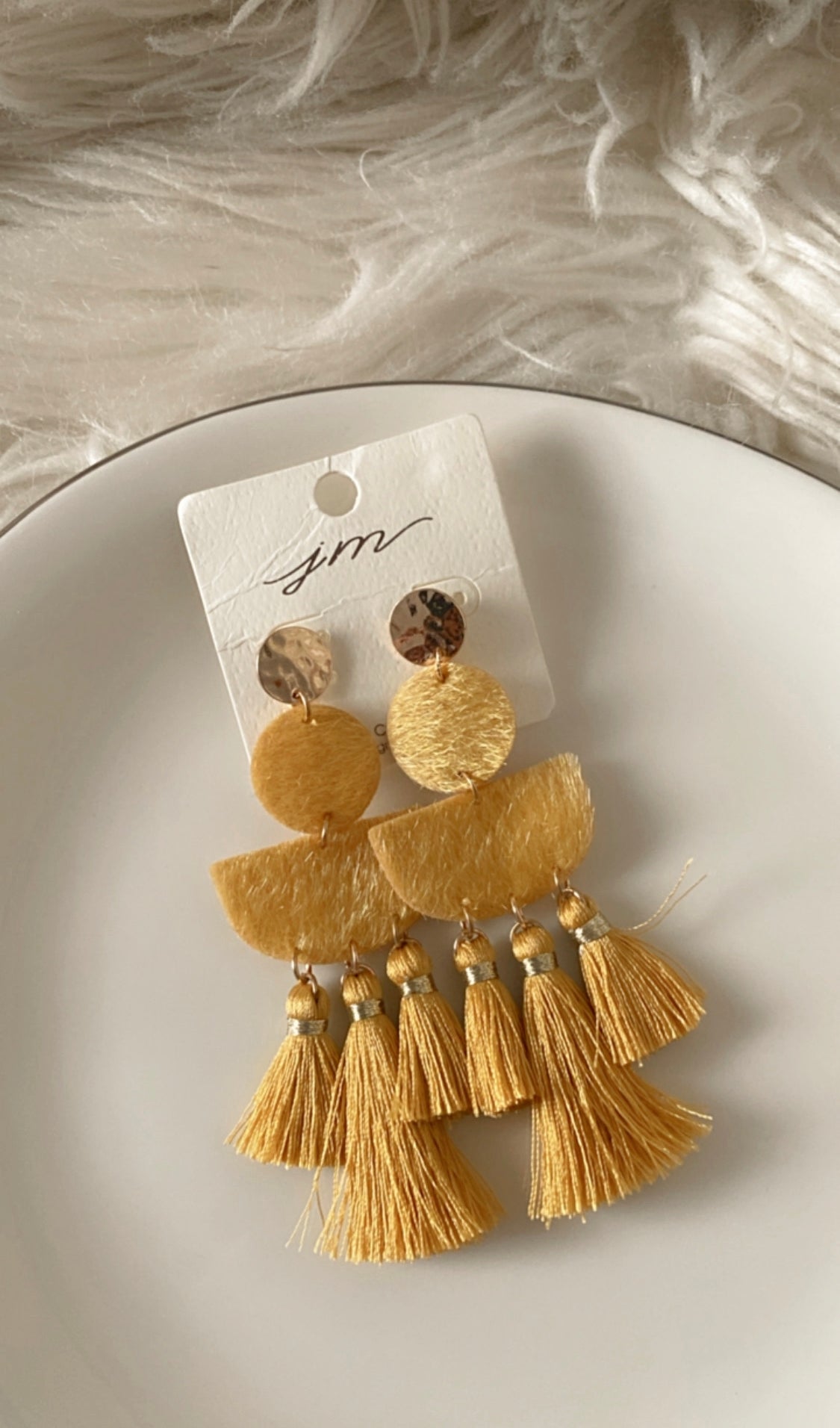 AA YELLOW MUSTARD TASSEL EARRINGS