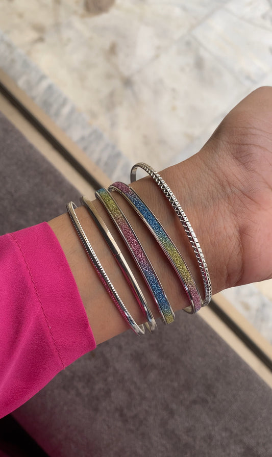 F10 SILVER MULTI BANGLES SET