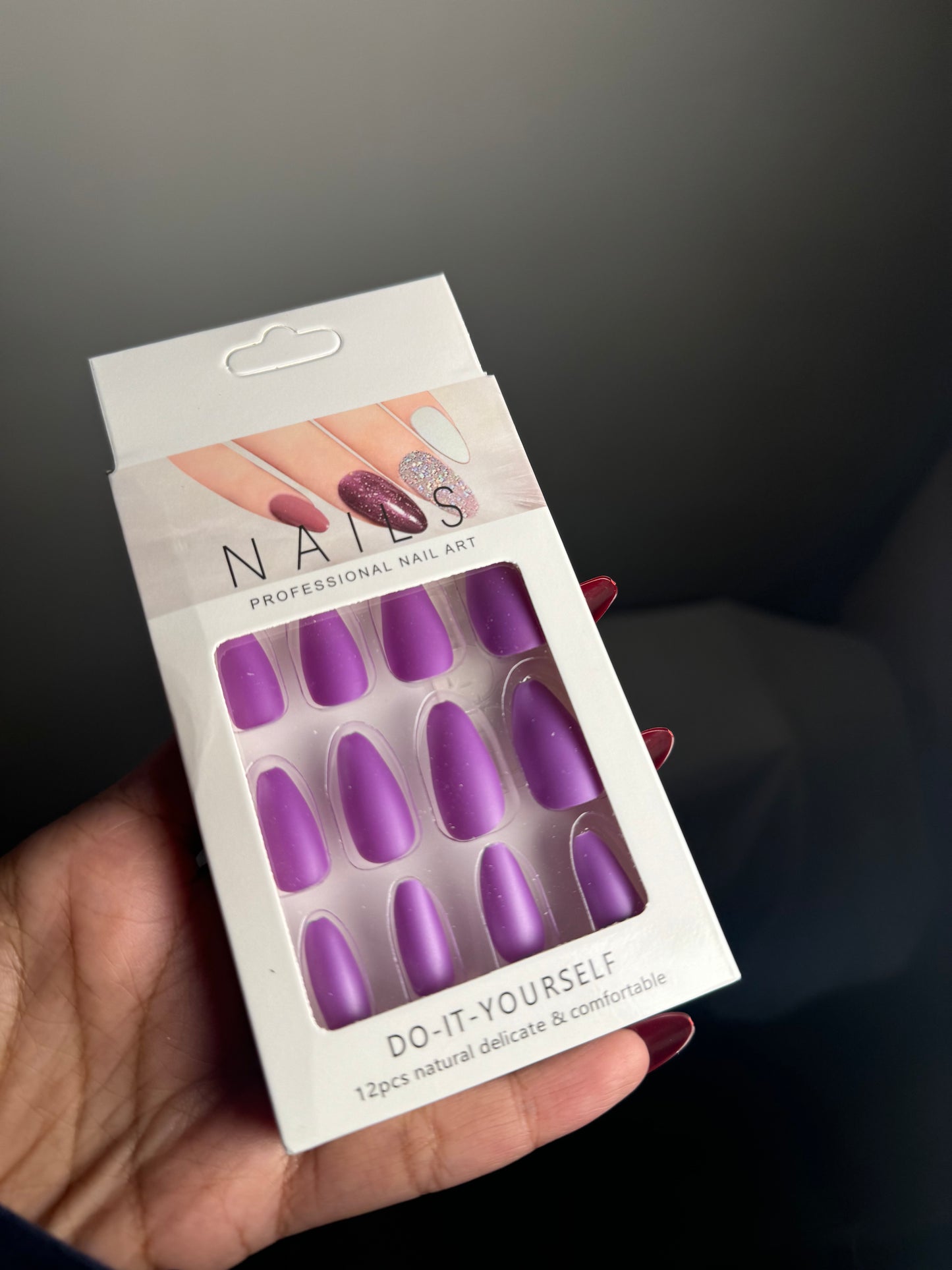 12 PIECES PURPLE PRESS ON NAILS SET