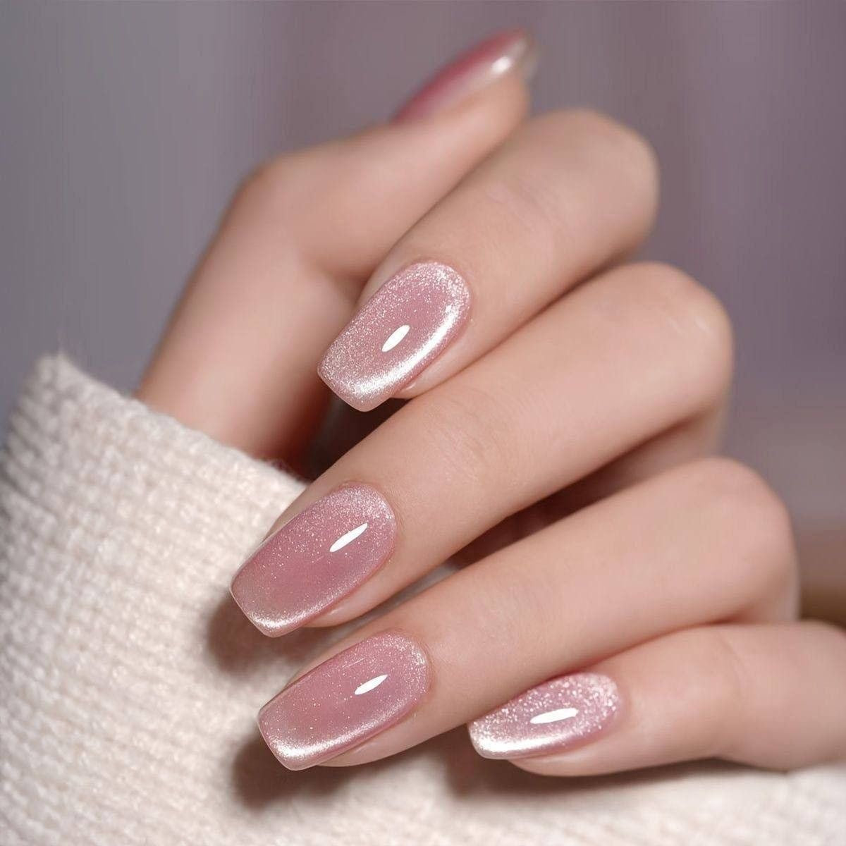 CODE 25 GLITTER MIRROR SQUARE NAILS SET