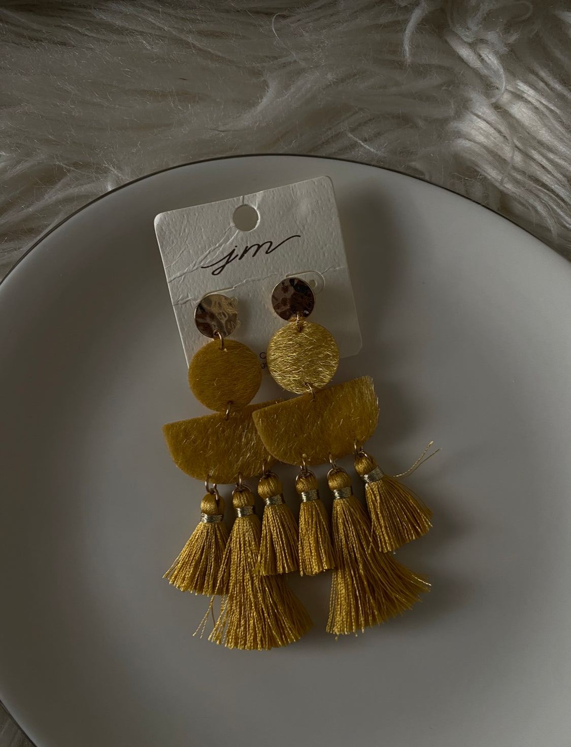 AA YELLOW MUSTARD TASSEL EARRINGS