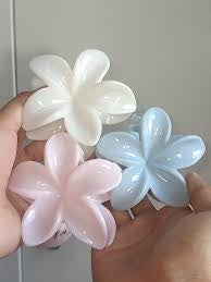 GLOSSY PLAIN FLORAL HAIR CLAWS
