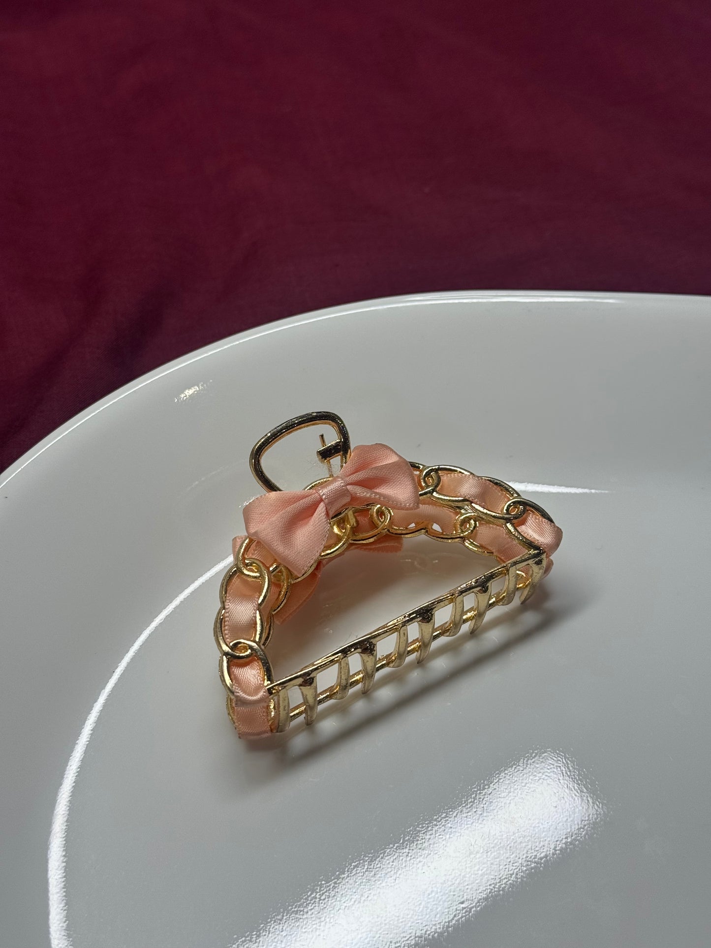 PINK RIBBON METAL CLAW CLIP