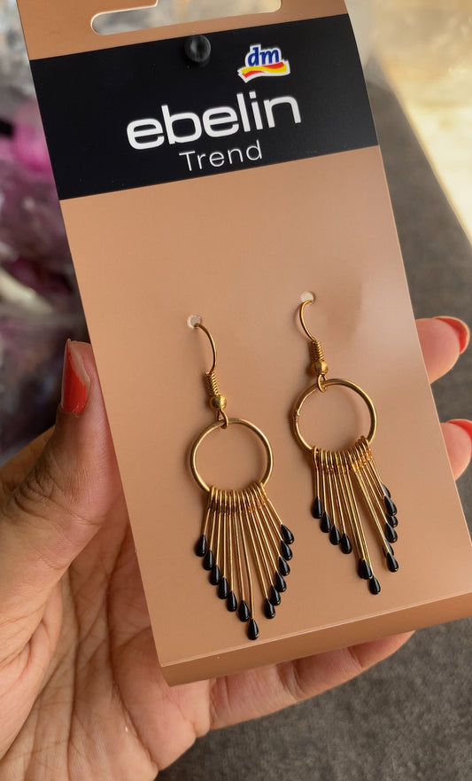 F63 GOLDEN AND BLACK EARRINGS