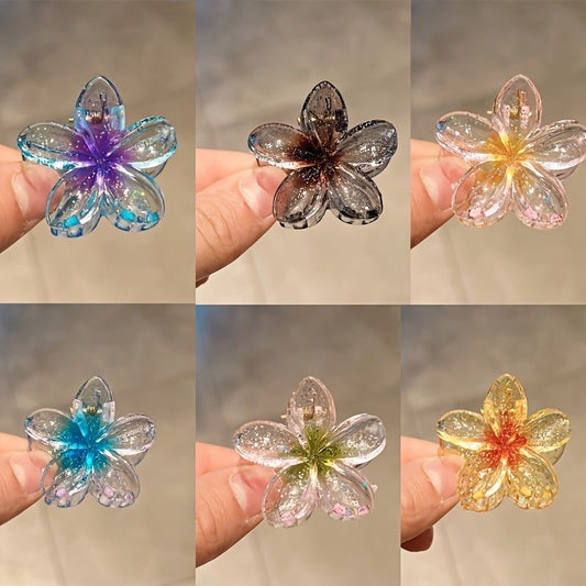 SMALL CLEAR FLOWER CLAW CLIP