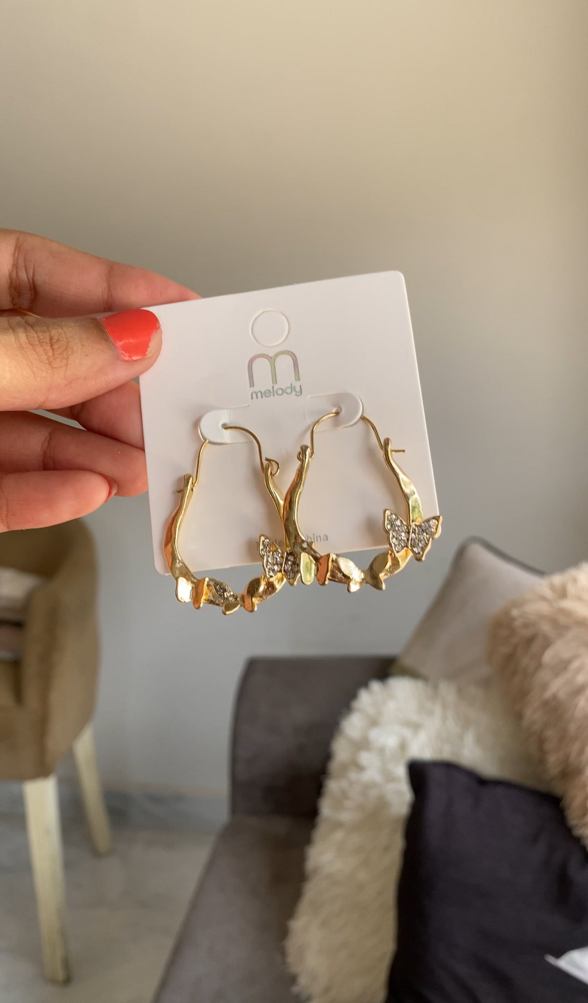 F66 MELODYS GOLDEN BUTTERFLY EARRINGS